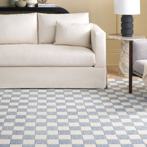 Safavieh Msr Contemporary Hand-tufted Area Rug - Luxurious Checkerboard Design For Modern Elegance In Any Room Light Blue ,Ivory 80% Wool,20% Cotton Msr4760l-6sq