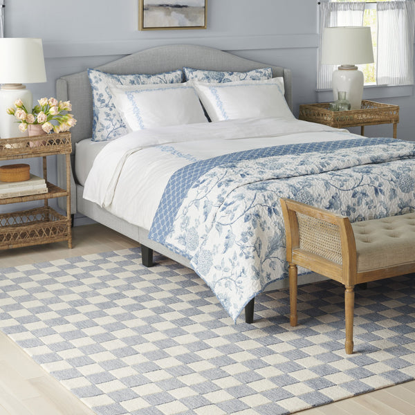 Safavieh Msr Contemporary Hand-tufted Area Rug - Luxurious Checkerboard Design For Modern Elegance In Any Room Light Blue ,Ivory 80% Wool,20% Cotton Msr4760l-6sq