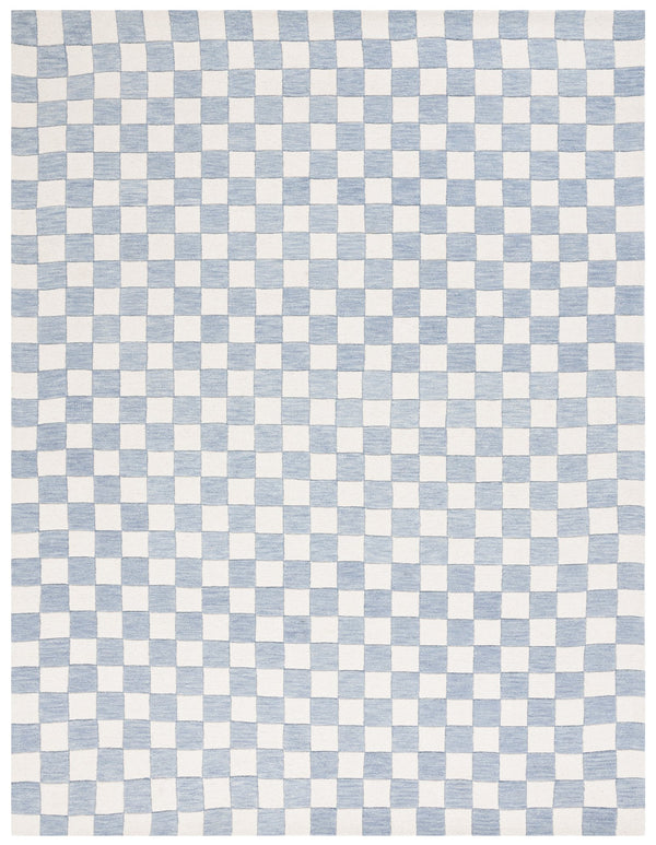 Safavieh Msr Contemporary Hand-tufted Area Rug - Luxurious Checkerboard Design For Modern Elegance In Any Room Light Blue ,Ivory 80% Wool,20% Cotton Msr4760l-6sq