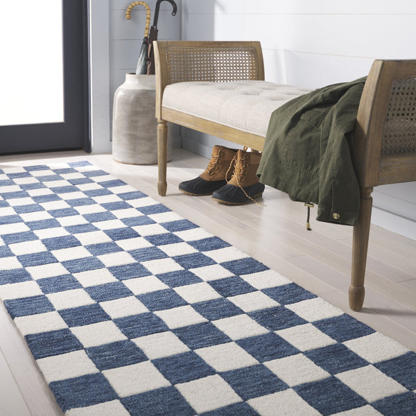 Safavieh Msr Contemporary Hand-tufted Area Rug - Luxurious Checkerboard Design For Modern Elegance In Any Room Blue ,Ivory 80% Wool 20% Cotton Msr4760m-6sq