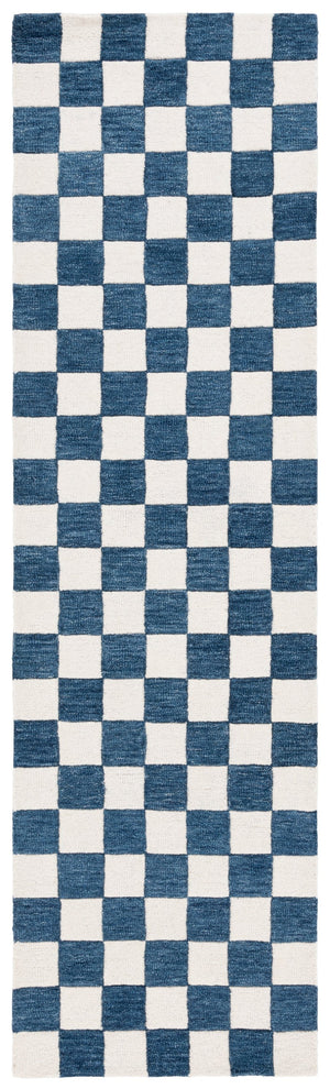 Safavieh Msr Contemporary Hand-tufted Area Rug - Luxurious Checkerboard Design For Modern Elegance In Any Room Blue ,Ivory 80% Wool 20% Cotton Msr4760m-6sq