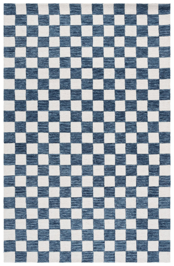 Safavieh Msr Contemporary Hand-tufted Area Rug - Luxurious Checkerboard Design For Modern Elegance In Any Room Blue ,Ivory 80% Wool 20% Cotton Msr4760m-6sq