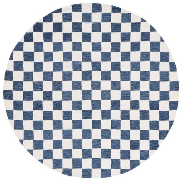 Safavieh Msr Contemporary Hand-tufted Area Rug - Luxurious Checkerboard Design For Modern Elegance In Any Room Blue ,Ivory 80% Wool 20% Cotton Msr4760m-6sq