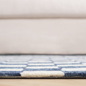 Safavieh Msr Contemporary Hand-tufted Area Rug - Luxurious Checkerboard Design For Modern Elegance In Any Room Blue ,Ivory 80% Wool 20% Cotton Msr4760m-6sq