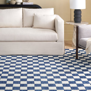 Safavieh Msr Contemporary Hand-tufted Area Rug - Luxurious Checkerboard Design For Modern Elegance In Any Room Blue ,Ivory 80% Wool 20% Cotton Msr4760m-6sq