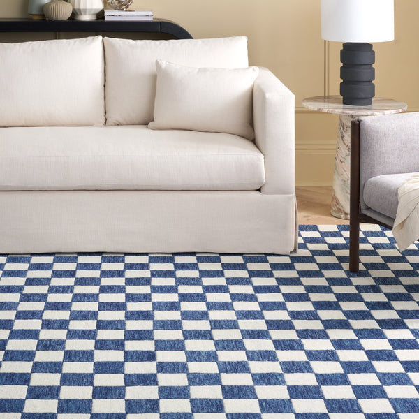Safavieh Msr Contemporary Hand-tufted Area Rug - Luxurious Checkerboard Design For Modern Elegance In Any Room Blue ,Ivory 80% Wool 20% Cotton Msr4760m-6sq
