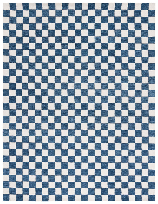 Safavieh Msr Contemporary Hand-tufted Area Rug - Luxurious Checkerboard Design For Modern Elegance In Any Room Blue ,Ivory 80% Wool 20% Cotton Msr4760m-6sq