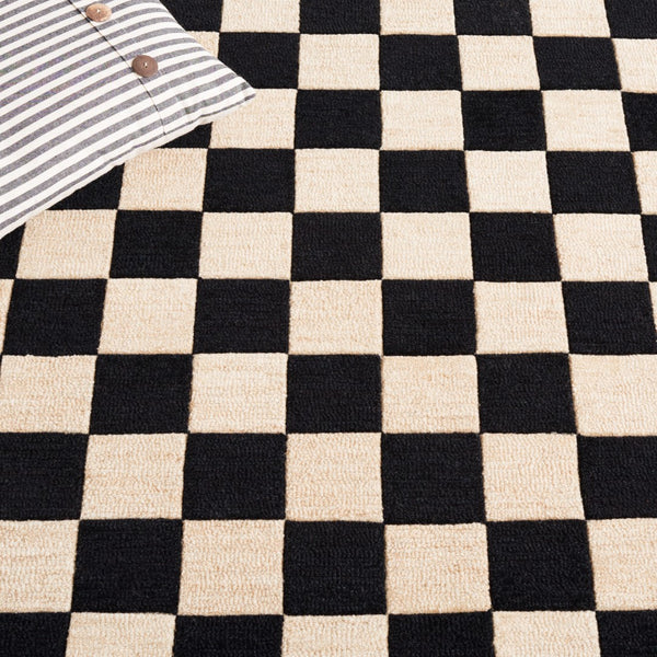 Safavieh Msr4760 Chelsea Hand Tufted Contemporary Rug Black / Beige 5' x 8'