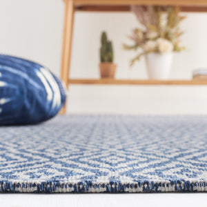 Safavieh Martha Stewart Cotton Area Rug: Elegant Geometric Design For Timeless Home Decor And Comfort Navy ,Light Grey 100% Cotton Msr484n-9
