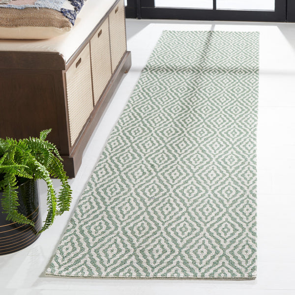 Safavieh Martha Stewart Cotton Area Rug: Elegant Geometric Design For Timeless Home Decor And Comfort Green ,Ivory 100% Cotton Msr484y-4