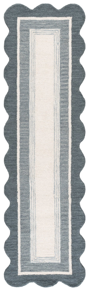 Safavieh Martha Hand-Tufted Blue Ivory Runner Rug — Wool-Cotton Blend, Low-Profile Durable Style For Hallways 2'-3" x 8'-0" MSR4951M-28S