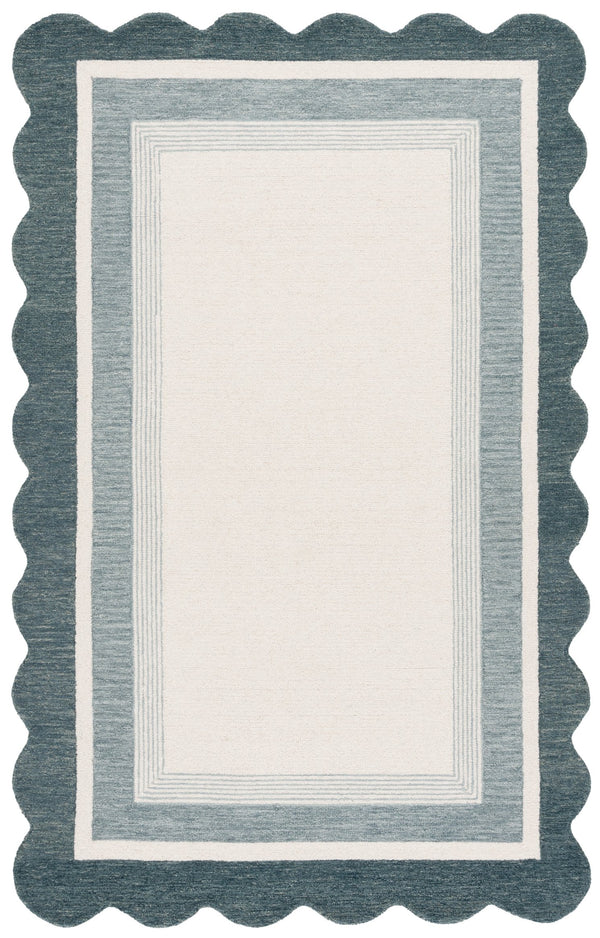 Safavieh Martha Hand-Tufted Blue And Ivory Wool-Cotton Rug With Artful Border, Low Pile, Timeless Style 3'-0" x 5'-0" MSR4951M-35S