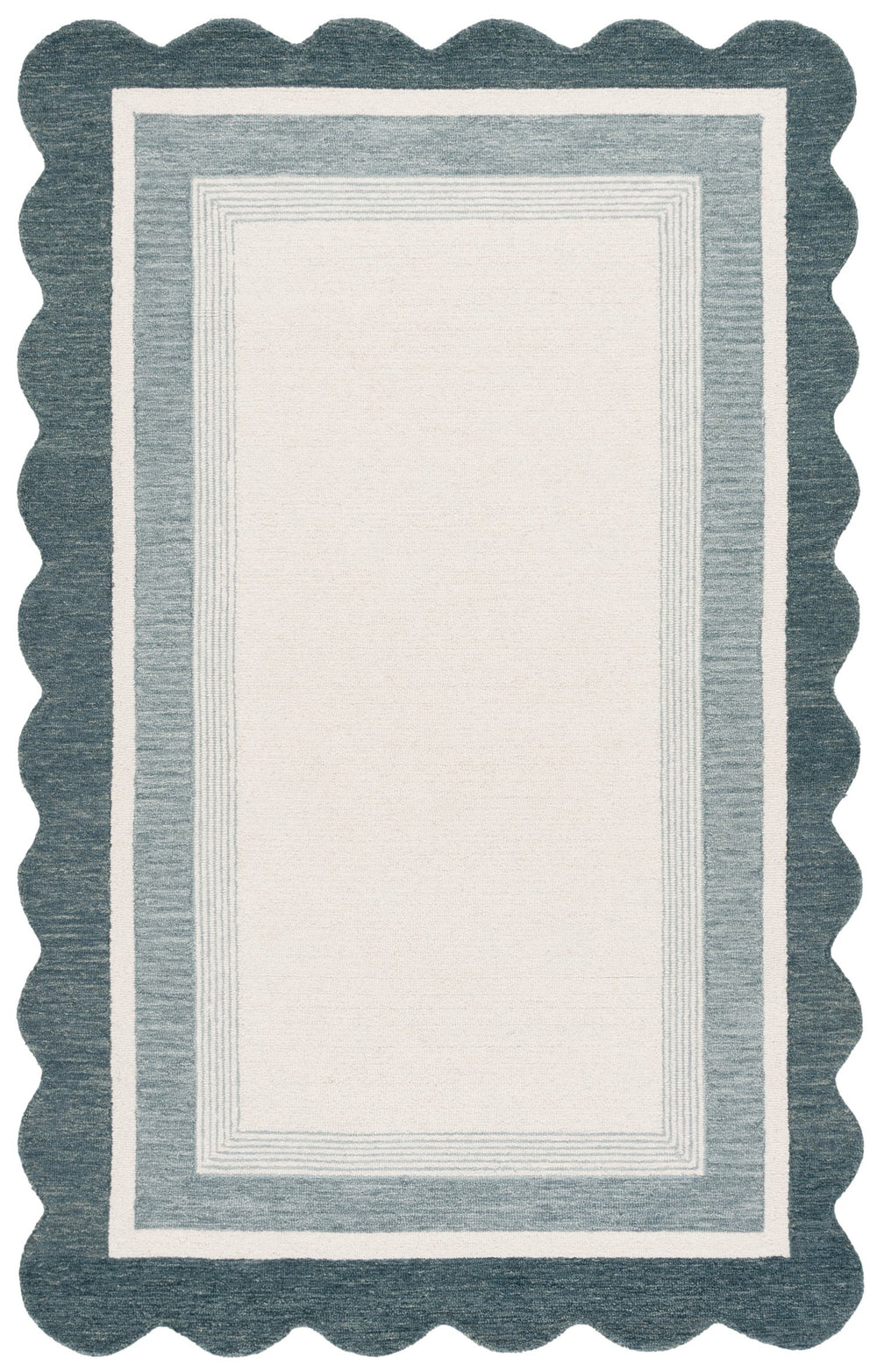 Safavieh Martha Hand-Tufted Blue Ivory Runner Rug — Wool-Cotton Blend, Low-Profile Durable Style For Hallways 2'-3" x 8'-0" MSR4951M-28S