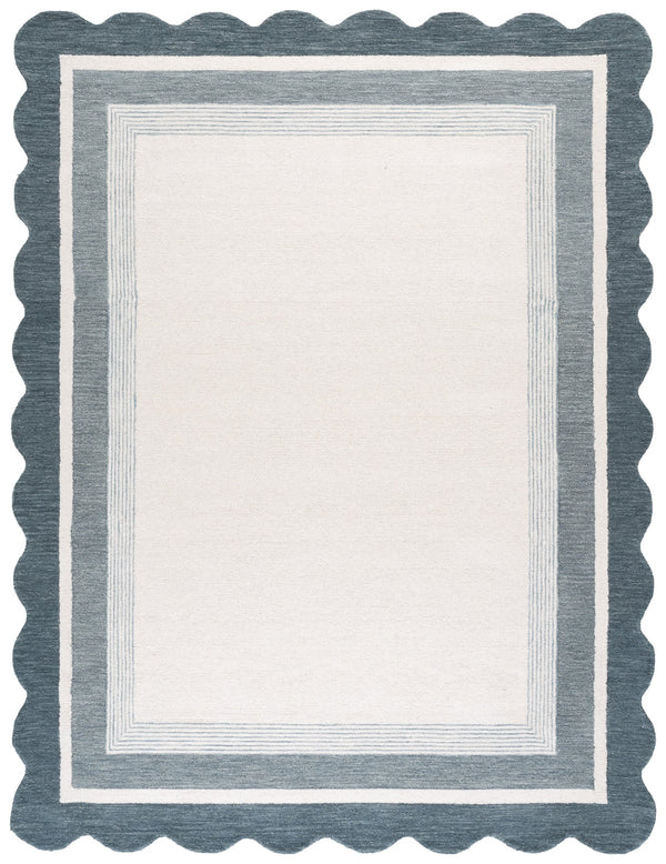Safavieh Martha Hand-Tufted Blue And Ivory Area Rug, 80% Wool 20% Cotton, Low 1/2" Pile, Coastal Chic Decor 5'-0" x 8'-0" MSR4951M-58S