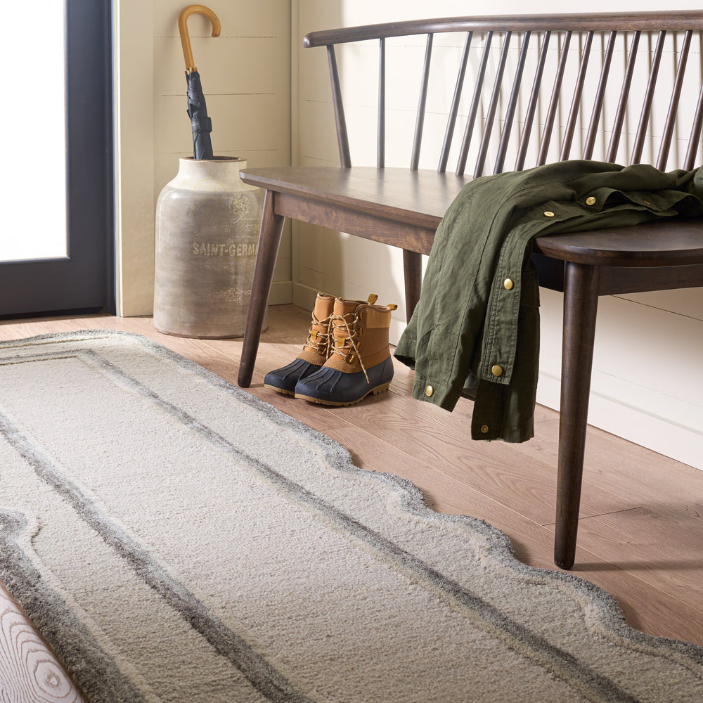Safavieh Martha Hand‑Tufted Grey Ivory Wool‑Cotton Rug, Minimalist Neutral Design, Low‑Profile 1/2" Pile, Artisanal Quality 9'-0" x 12'-0" MSR4953F-912S