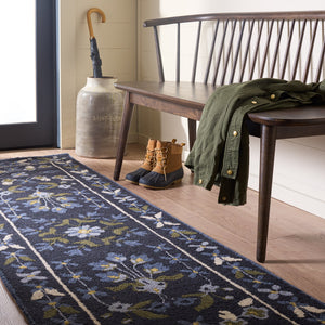 Safavieh Martha Hand-Tufted Navy And Ivory Wool Rug — Classic Floral-Traditional Design, Durable Low-Pile Comfort 3'-0" x 5'-0" MSR4954N-3