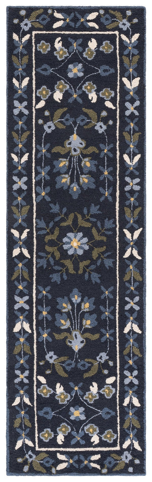 Safavieh Martha Hand-Tufted Navy And Ivory Floral Rug, Wool-Cotton Low Pile For Refined, Durable Comfort 6'-0" x 6'-0" MSR4954N-6SQ
