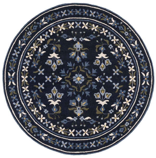 Safavieh Martha Hand-Tufted Navy And Ivory Floral Area Rug — Wool-Cotton Blend, Low-Profile Durable Elegance 9'-0" x 12'-0" MSR4954N-9