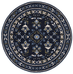 Safavieh Martha Hand‑Tufted Navy And Ivory Floral Rug — Wool Cotton Blend, Low‑Profile Comfort & Durable Style 5'-0" x 8'-0" MSR4954N-5