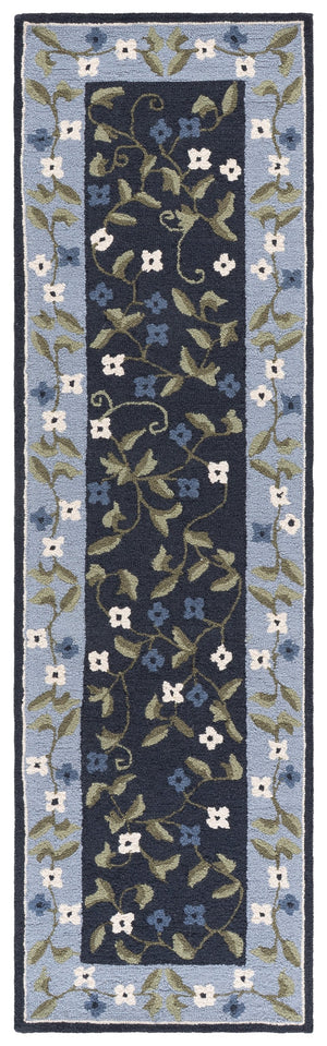 Safavieh Martha Hand-Tufted Navy & Light Blue Wool-Cotton Rug — Soft Low-Pile Floral Accent For Entryway 3'-0" x 5'-0" MSR4955N-3