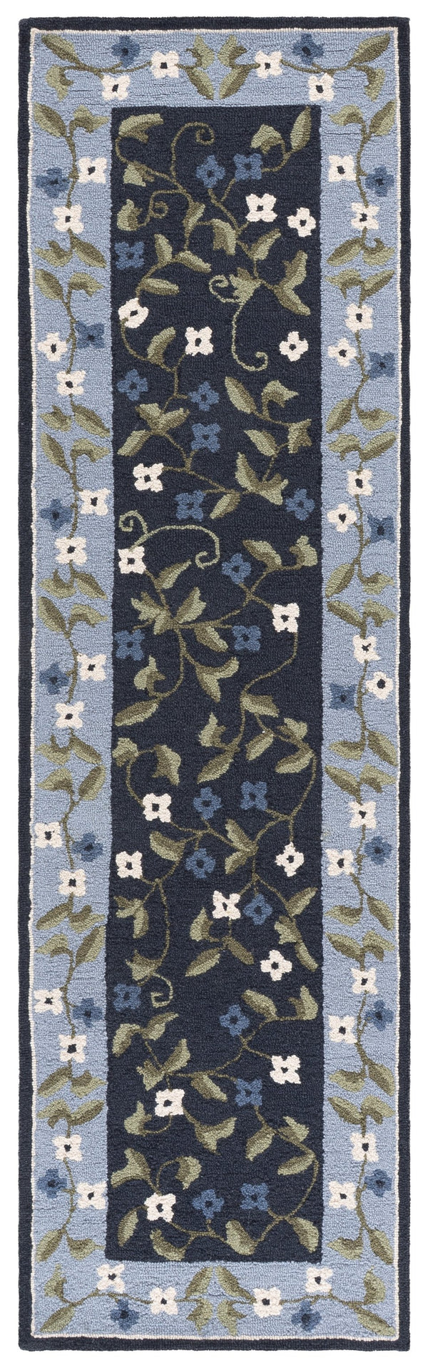 Safavieh Martha Hand-Tufted Wool-Cotton Rug Navy & Light Blue Floral-Traditional Motif, Durable Elegance 4'-0" x 6'-0" MSR4955N-4