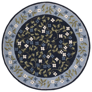 Safavieh Martha Hand-Tufted Navy & Light Blue Wool-Cotton Rug — Soft Low-Pile Floral Accent For Entryway 3'-0" x 5'-0" MSR4955N-3