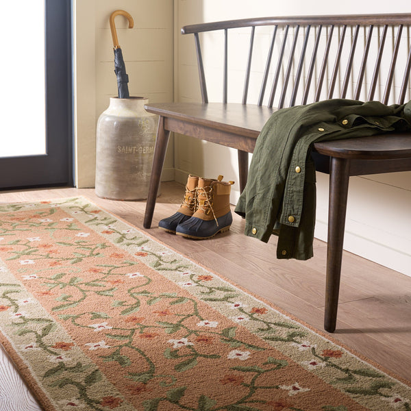 Safavieh Martha Hand-Tufted Wool Rug In Rust And Grey Floral — Low-Profile 3/8" Pile, Durable Cotton Blend 6'-0" x 9'-0" MSR4955P-6