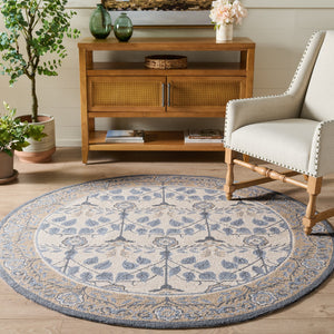 Safavieh Martha Hand-Tufted Light Blue And Ivory Floral Rug — 80% Wool Low-Pile Square For Elegant Living 6'-0" x 6'-0" MSR4956J-6SQ