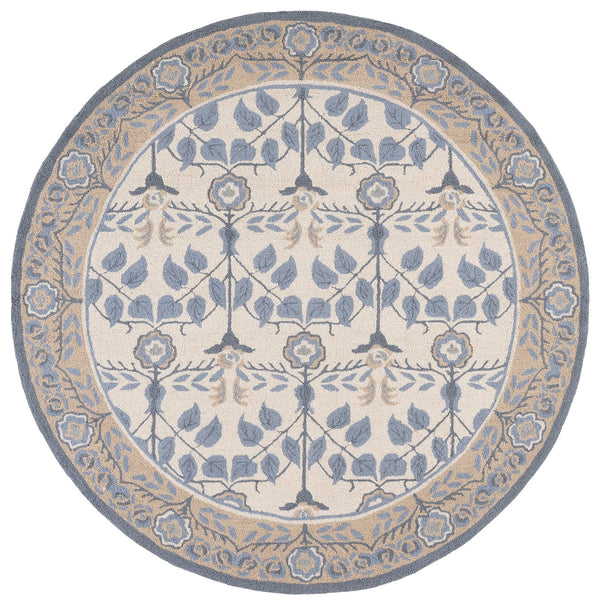 Safavieh Martha Hand-Tufted Light Blue And Ivory Floral Rug — 80% Wool Low-Pile Square For Elegant Living 6'-0" x 6'-0" MSR4956J-6SQ