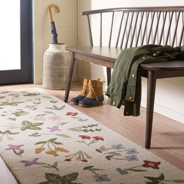 Safavieh Martha Hand-Tufted Ivory And Green Area Rug — Wool-Cotton Floral Motif, Low-Profile Durable Comfort 3'-0" x 5'-0" MSR4957A-3