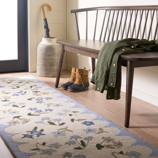 Safavieh Martha Hand-Tufted Ivory And Light Blue Wool Rug — Subtle Floral Farmhouse Charm, Low 3/8" Pile 6'-0" x 9'-0" MSR4958A-6