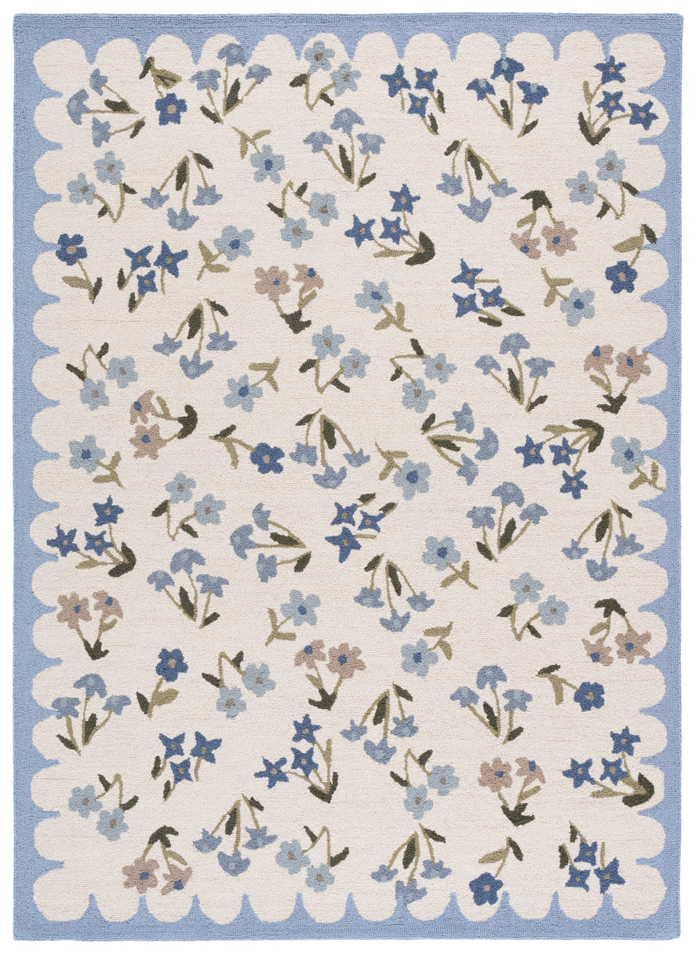 Safavieh Martha Hand‑Tufted Ivory & Light Blue Wool-Cotton Rug — Timeless Floral Motif, Low Pile Comfort 4'-0" x 6'-0" MSR4958A-4