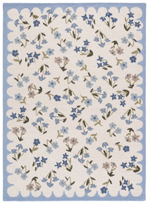 Safavieh Martha Hand-Tufted Ivory And Light Blue Wool Rug — Subtle Floral Farmhouse Charm, Low 3/8" Pile 6'-0" x 9'-0" MSR4958A-6