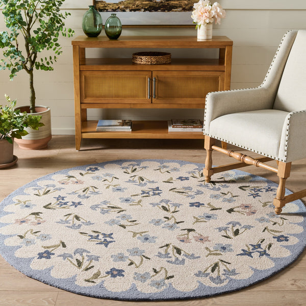 Safavieh Martha Hand-Tufted Wool-Cotton Area Rug Ivory & Light Blue, Low Pile Floral Elegance For Home 9'-0" x 12'-0" MSR4958A-9