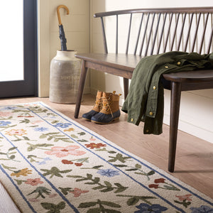 Safavieh Martha Hand-Tufted Ivory Green Floral Rug, Wool-Cotton Blend, Low-Profile Elegant Area Accent 6'-0" x 9'-0" MSR4959A-6