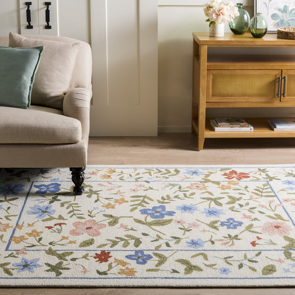 Safavieh Martha Hand-Tufted Ivory And Green Floral Rug — Wool-Cotton Blend, Low-Profile Elegance For Homes 4'-0" x 6'-0" MSR4959A-4