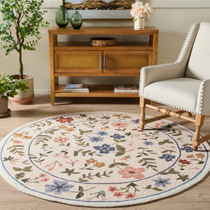 Safavieh Martha Hand-Tufted Ivory Green Area Rug 80% Wool 20% Cotton Low Pile Subtle Floral Motif For Living Rooms 9'-0" x 12'-0" MSR4959A-9