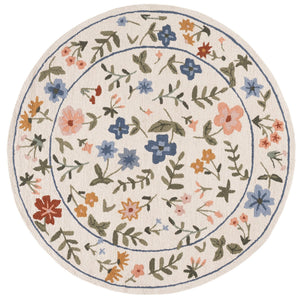 Safavieh Martha Hand-Tufted Wool-Cotton Square Rug In Ivory & Green Floral For Farmhouse, Living Room Warmth 6'-0" x 6'-0" MSR4959A-6SQ