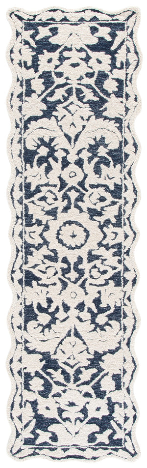 Safavieh Martha Hand-Tufted 8X10 Navy Ivory Floral Rug, 80% Wool 20% Cotton Low-Profile 3/8" Pile, India-Crafted MSR4980N-8