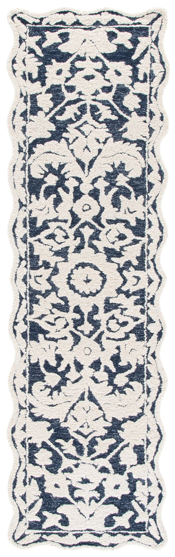 Safavieh Martha Hand-Tufted 8X10 Navy Ivory Floral Rug, 80% Wool 20% Cotton Low-Profile 3/8" Pile, India-Crafted MSR4980N-8