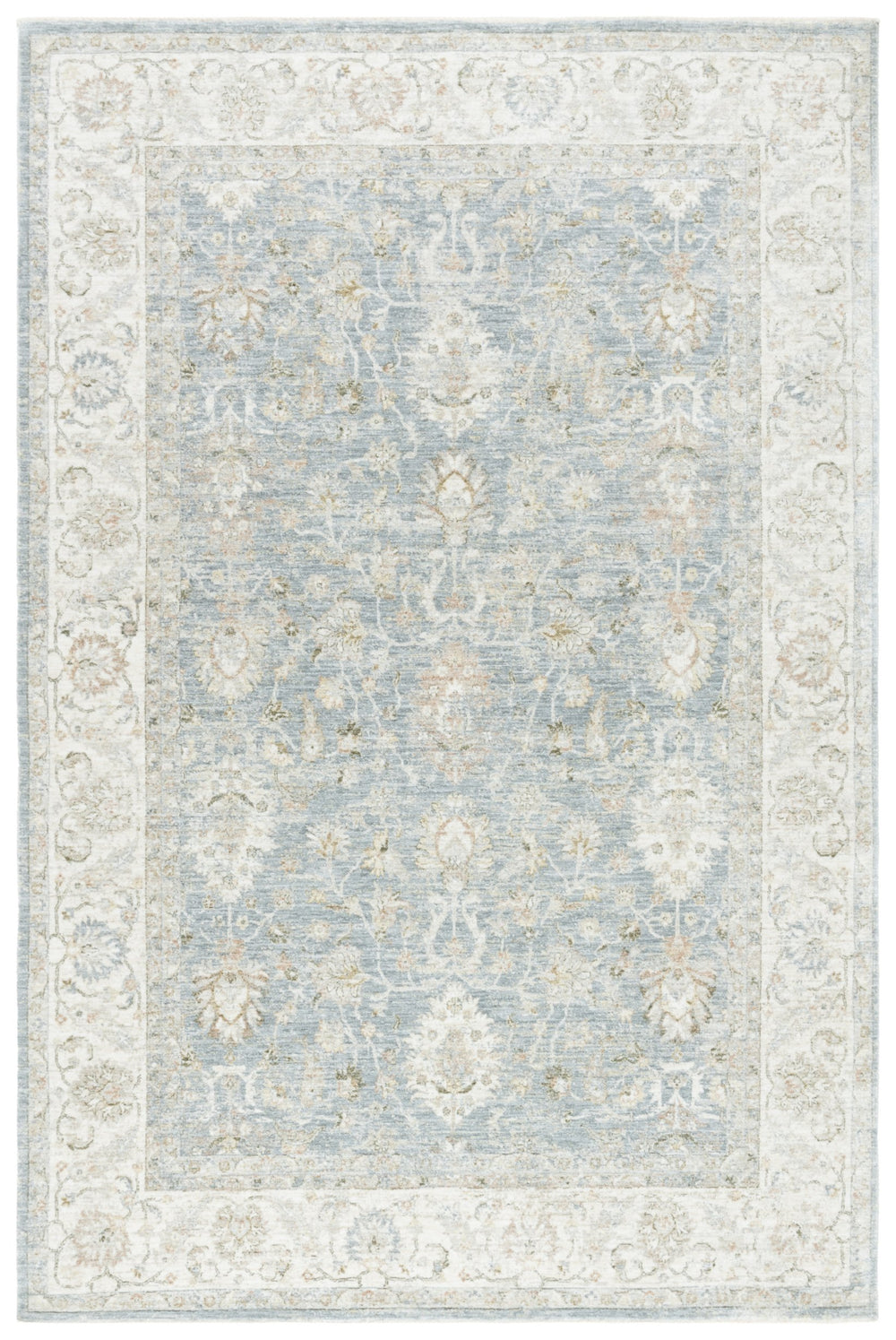 Safavieh April Ivory And Blue Floral-Traditional Area Rug — Power-Loomed Polyester/Cotton, Soft Durable Elegance 2'-6" x 4'-0" MSR6210B-24