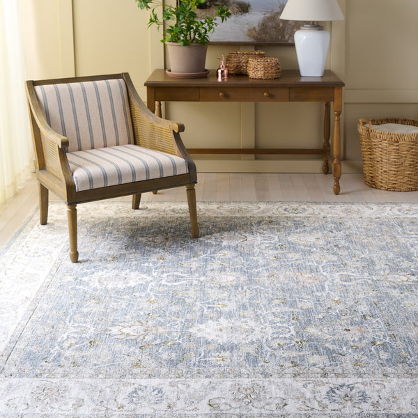 Safavieh April Ivory And Blue Floral-Traditional Area Rug — Power-Loomed Polyester/Cotton, Soft Durable Elegance 2'-6" x 4'-0" MSR6210B-24