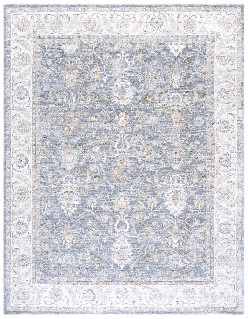 Safavieh April Floral-Traditional Ivory Area Rug With Soft Blue Accents, Power-Loomed 62% Polyester/38% Cotton 2'-6" x 8'-0" MSR6210B-28