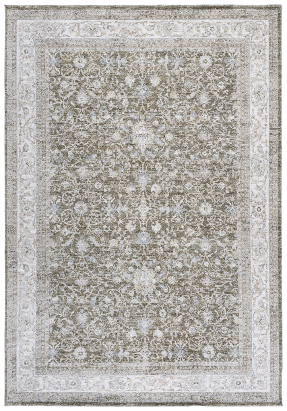 Safavieh April 212A Ivory Green Floral Area Rug — Power-Loomed Polyester-Cotton Blend, Durable Elegance 2'-6" x 8'-0" MSR6212A-28