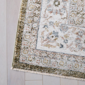 Safavieh April 212A Ivory Green Floral Area Rug — Power-Loomed Polyester-Cotton Blend, Durable Elegance 2'-6" x 8'-0" MSR6212A-28