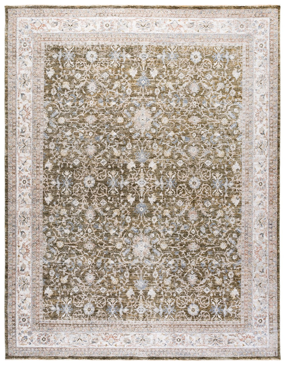 Safavieh April Timeless Floral Area Rug In Ivory And Green — Power‑Loomed Polyester/Cotton Blend, Durable Elegance 2'-6" x 4'-0" MSR6212A-24