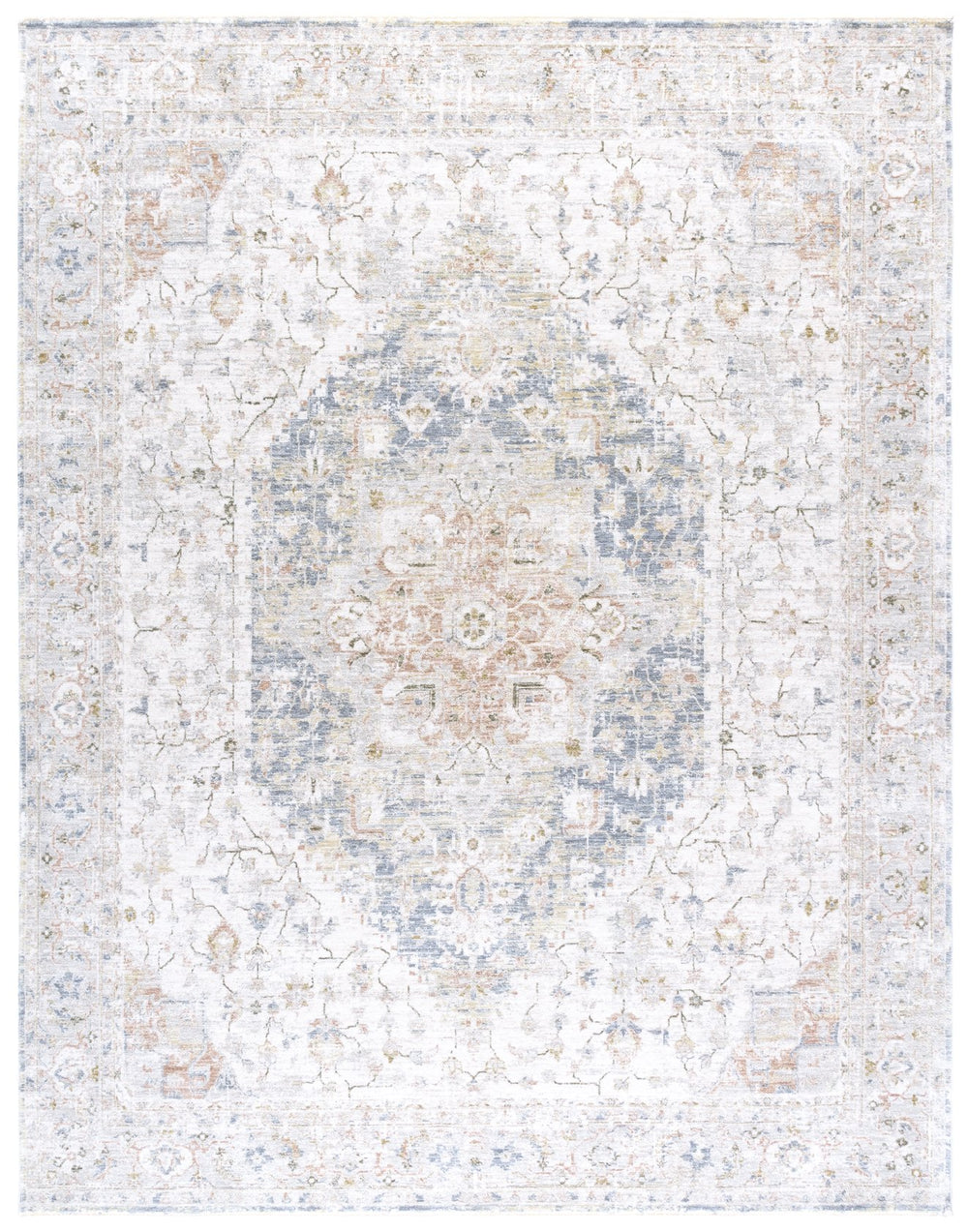 Safavieh April 218B Area Rug — Ivory And Grey Oriental-Traditional Design, Power-Loomed Plush Cotton Blend Durability And Easy-Care Elegance For Living Rooms And Entryways 2'-6" x 8'-0" MSR6218B-28