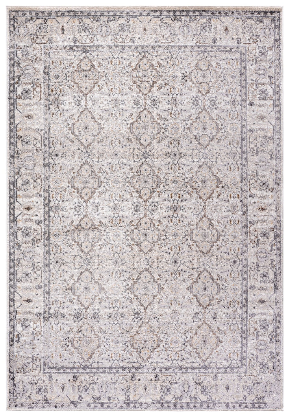 Safavieh Msr Mulberry 6416A Ivory Light Grey 5X7 Low Pile Area Rug – Power-Loomed Turkey, Durable Soft Blend MSR6416A-5
