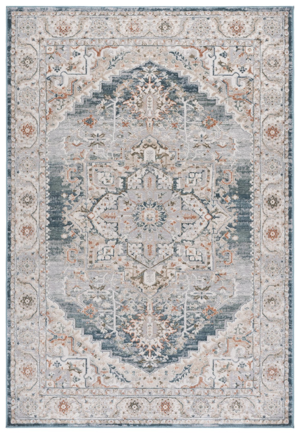 Safavieh Martha Maven 5X7 Blue Grey Area Rug — Low-Profile 3/8" Pile, Power-Loomed Turkey, Stain-Resistant Elegance MSR751N-5