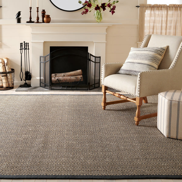 Safavieh Msr9441 Natural Fiber Power Loomed  Rug Natural / Dark Grey 9' x 12'